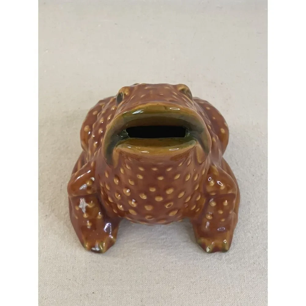 Vintage Italian Frog Coin Bank Mr Toad Pottery Ceramic Majolica Glaze Money Bank